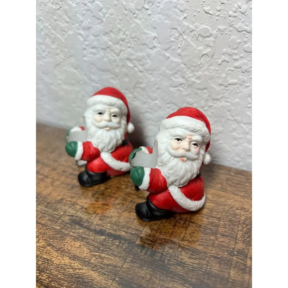 Vintage Santa Tapered Candle Holders Set of 6 Christmas Table Decor Holiday Lot